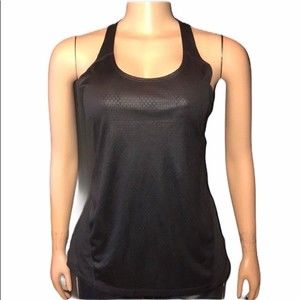 Danskin Now Tank Top Racer Back black loose fit elastic strap vented  size L